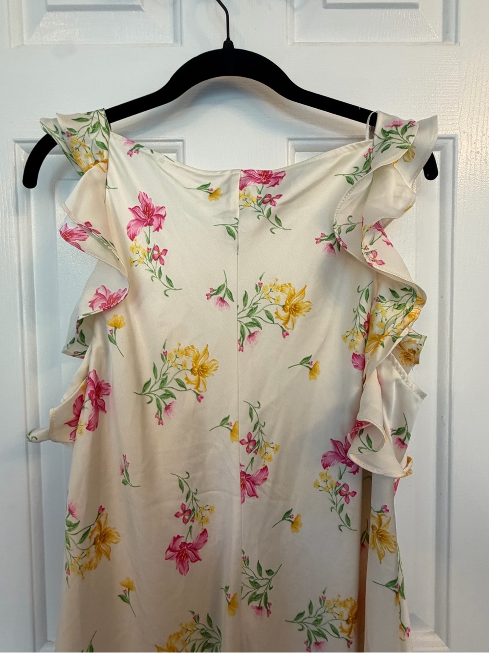A New Day Floral Midi Dress XL Ruffle Sleeve Cream Spring Summer NWT - Picture 7 of 10